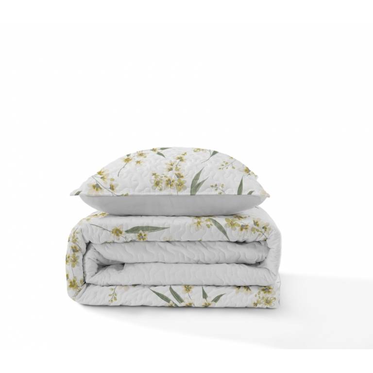 CONJUNTO COLCHA BOUTI ESTAMPADO DE FLORES Y FUNDAS DE COJÍN (amarillo, Cama 180:280x270)