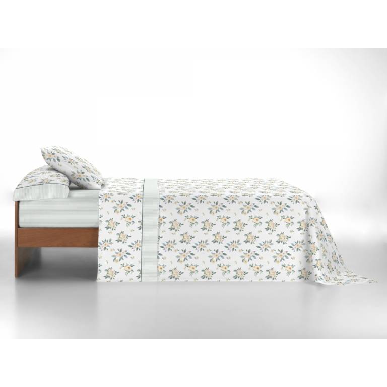 JUEGO SÁBANAS HOJAS 3 PIEZAS (amarillo, Cama 090:160x270)