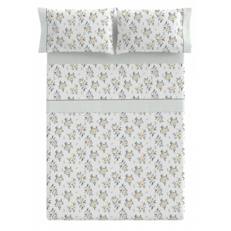 JUEGO SÁBANAS HOJAS 3 PIEZAS (amarillo, Cama 090:160x270)