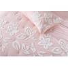 CONJUNTO EDREDÓN BORDADO DE FLORES BORDADAS EN RELIEVE (rosa, Cama 090:180x270)