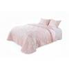 CONJUNTO EDREDÓN BORDADO DE FLORES BORDADAS EN RELIEVE (rosa, Cama 090:180x270)