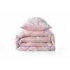 CONJUNTO EDREDÓN BORDADO DE FLORES BORDADAS EN RELIEVE (rosa, Cama 090:180x270)