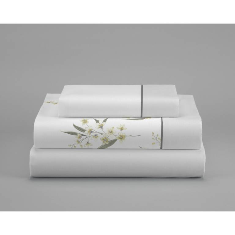 JUEGO SÁBANAS FLORES 3 PIEZAS (amarillo, Cama 150(2):220x270)
