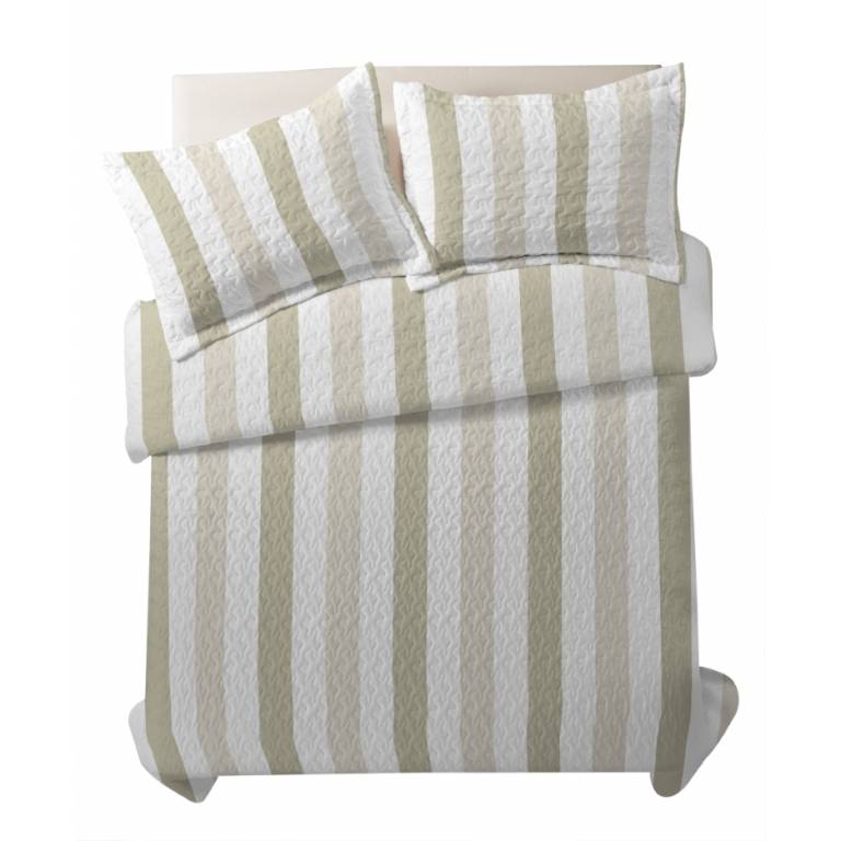 CONJUNTO COLCHA BOUTI ESTAMPADO RAYAS Y FUNDAS DE COJÍN (beige, Cama 135:235x270)