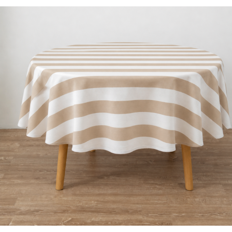 MANTEL HILO TINTADO RAYAS (beige, 140x200)