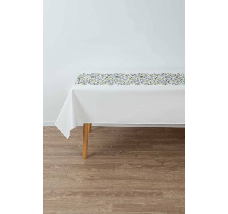 MANTEL ESTAMPADO FRANJA FLORES