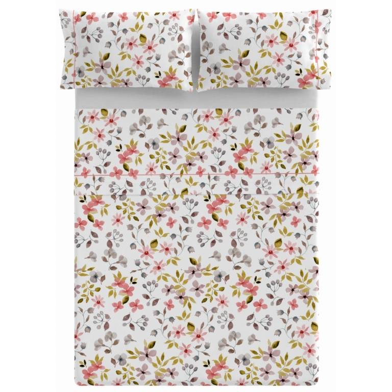 JUEGO SÁBANAS FLORES 3 PIEZAS (oro, Cama 090:160x270)