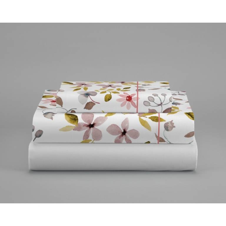 JUEGO SÁBANAS FLORES 3 PIEZAS (oro, Cama 090:160x270)