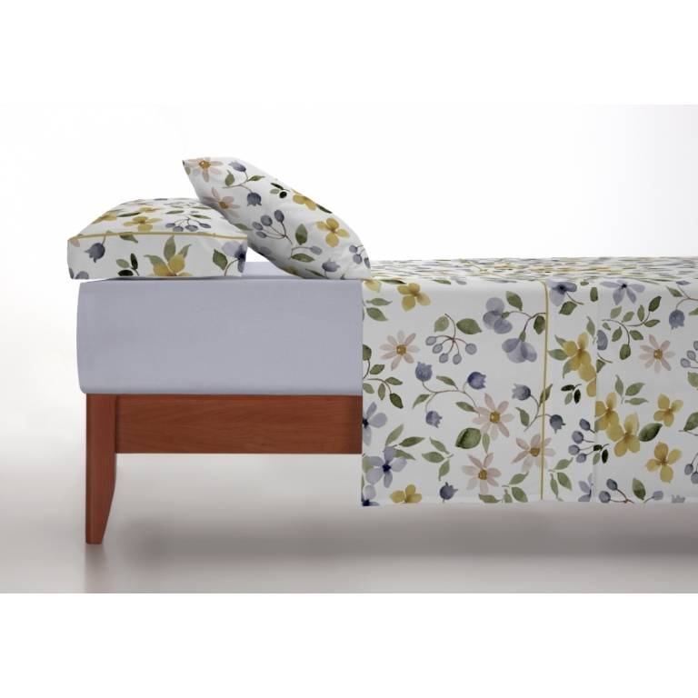 JUEGO SÁBANAS FLORES 3 PIEZAS (azul, Cama 180:270x270)