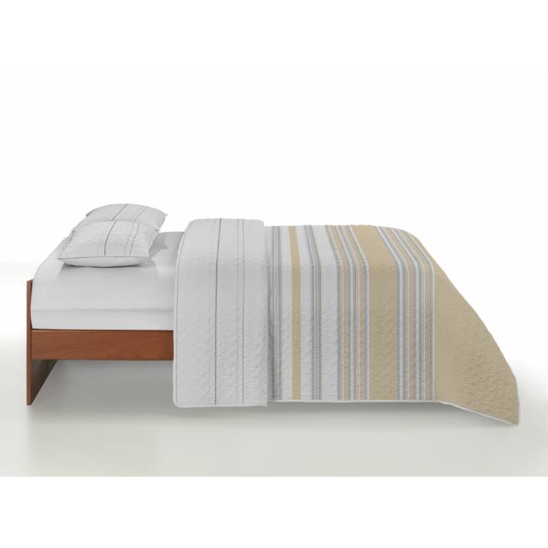 CONJUNTO COLCHA BOUTI ESTAMPADO DE RAYAS Y FUNDAS DE COJÍN (amarillo, Cama 090:180x270)