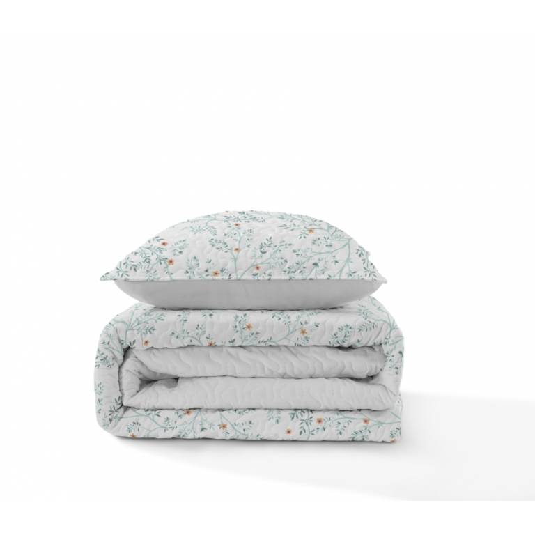 CONJUNTO COLCHA BOUTI ESTAMPADO FLORES Y FUNDAS DE COJÍN (azul, Cama 180:280x270)