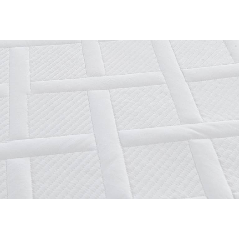 CONJUNTO COLCHA BORDADA A CUADROS TACTO SUAVE Y FUNDAS DE COJÍN (blanco, Cama 150:250x270)