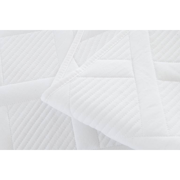 CONJUNTO COLCHA BORDADA A CUADROS TACTO SUAVE Y FUNDAS DE COJÍN (blanco, Cama 150:250x270)