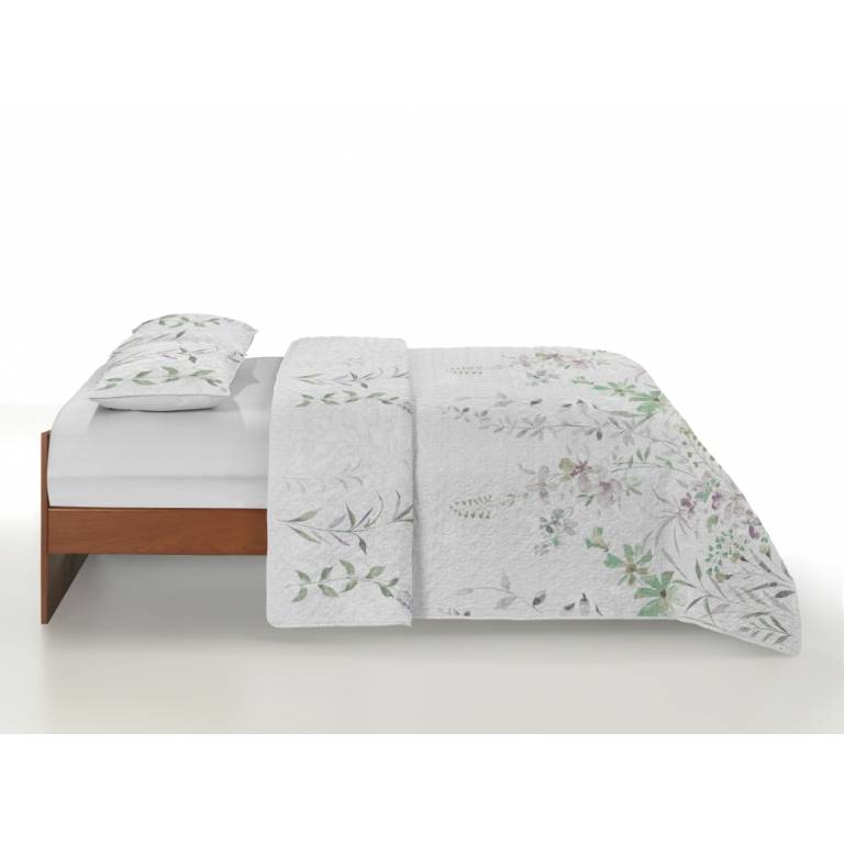 CONJUNTO COLCHA BOUTI ESTAMPADO DE FLORES Y FUNDAS DE COJÍN (verde, Cama 150:250x270)