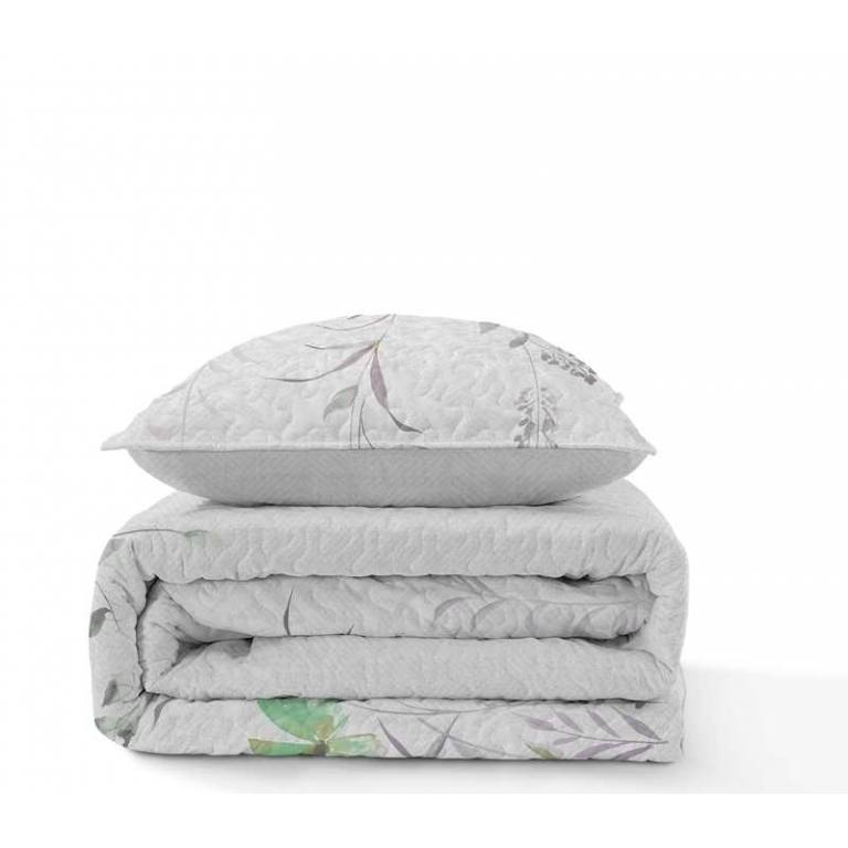 CONJUNTO COLCHA BOUTI ESTAMPADO DE FLORES Y FUNDAS DE COJÍN (verde, Cama 150:250x270)