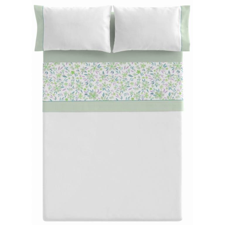 JUEGO SÁBANAS FLORES 3 PIEZAS (verde, Cama 105:180x270)