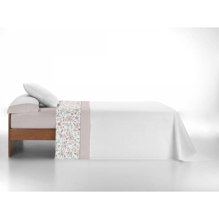 JUEGO SÁBANAS FLORES 3 PIEZAS (beige, Cama 105:180x270)