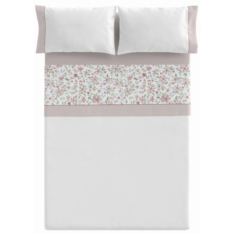 JUEGO SÁBANAS FLORES 3 PIEZAS (beige, Cama 105:180x270)