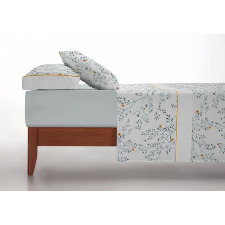 JUEGO SÁBANAS FLORES 3 PIEZAS (azul, Cama 105:180x270)