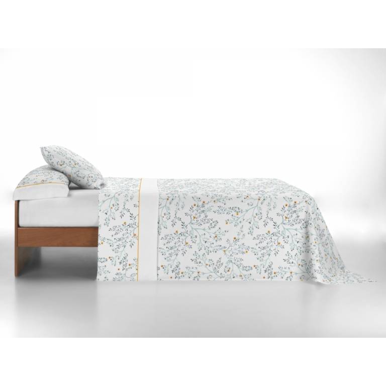 JUEGO SÁBANAS FLORES 3 PIEZAS (azul, Cama 105:180x270)