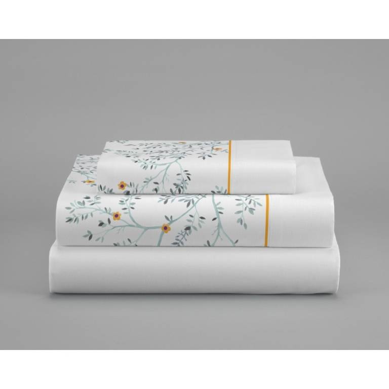 JUEGO SÁBANAS FLORES 3 PIEZAS (azul, Cama 105:180x270)