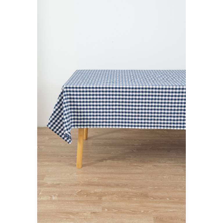 MANTEL HILO TINTADO CUADRO VICHY (azul, 140x200)