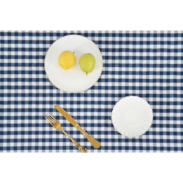 MANTEL HILO TINTADO CUADRO VICHY (azul, 140x200)