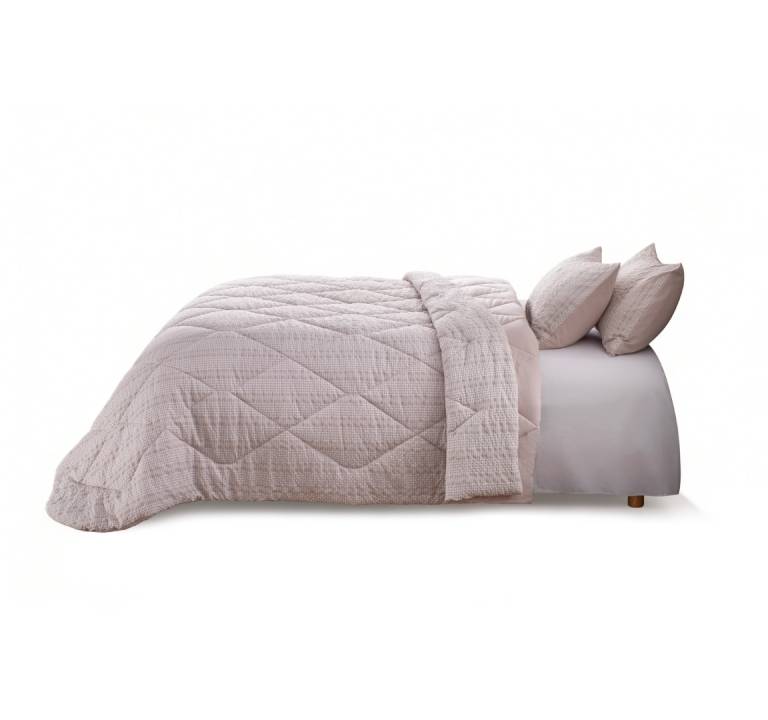 CONJUNTO COLCHA CUADRITOS TACTO SUAVE Y FUNDAS DE COJÍN