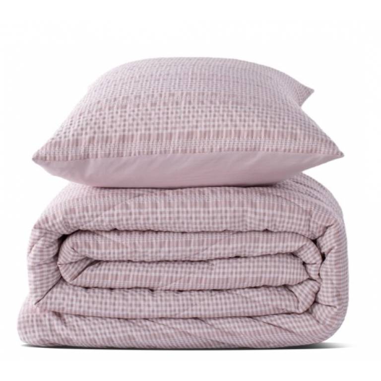 CONJUNTO COLCHA CUADRITOS TACTO SUAVE Y FUNDAS DE COJÍN (rosa, Cama 135:235x270)