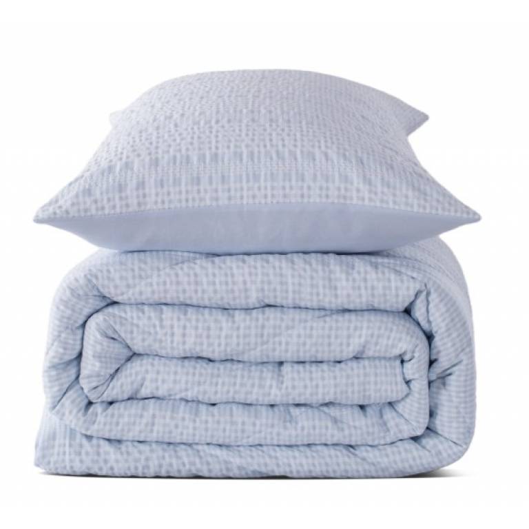 CONJUNTO COLCHA CUADRITOS TACTO SUAVE Y FUNDAS DE COJÍN (azul, Cama 135:235x270)
