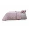 CONJUNTO COLCHA CUADRITOS TACTO SUAVE Y FUNDAS DE COJÍN (rosa, Cama 135:235x270)