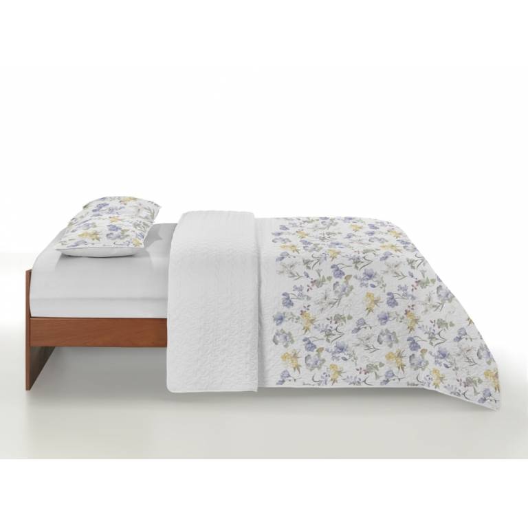 CONJUNTO COLCHA BOUTI ESTAMPADO DE FLORES Y FUNDAS DE COJÍN (amarillo, Cama 180:280x270)