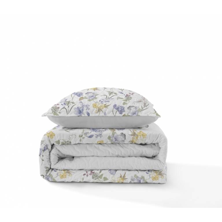 CONJUNTO COLCHA BOUTI ESTAMPADO DE FLORES Y FUNDAS DE COJÍN (amarillo, Cama 180:280x270)