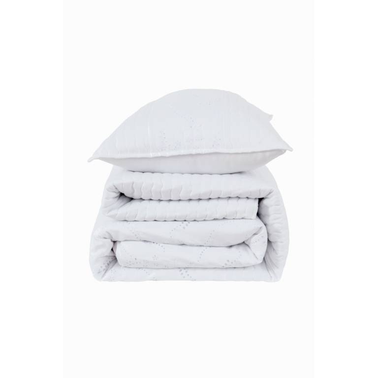 CONJUNTO COLCHA BORDADA TACTO SUAVE Y FUNDAS DE COJÍN (blanco, Cama 200:300x270)