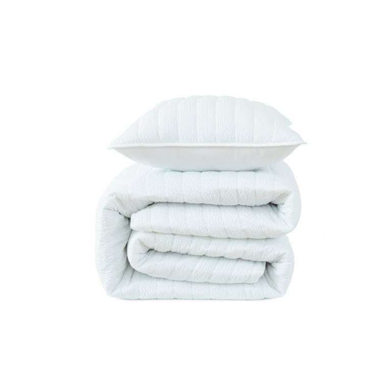 CONJUNTO COLCHA BORDADA TACTO SUAVE Y FUNDAS DE COJÍN (blanco, Cama 090:180x270)