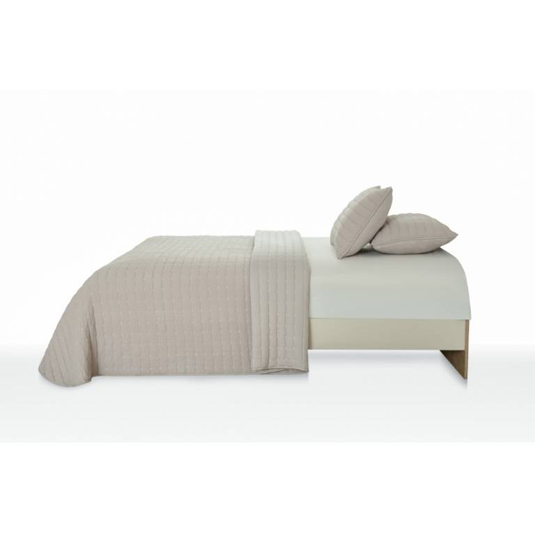 CONJUNTO COLCHA BORDADA TACTO SUAVE Y FUNDAS DE COJÍN (natural, Cama 090:180x270)