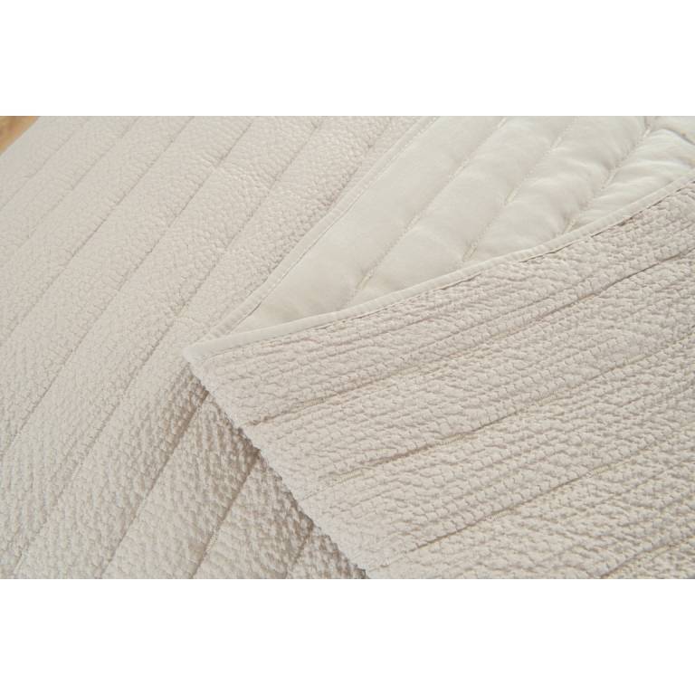 CONJUNTO COLCHA BORDADA TACTO SUAVE Y FUNDAS DE COJÍN (natural, Cama 090:180x270)