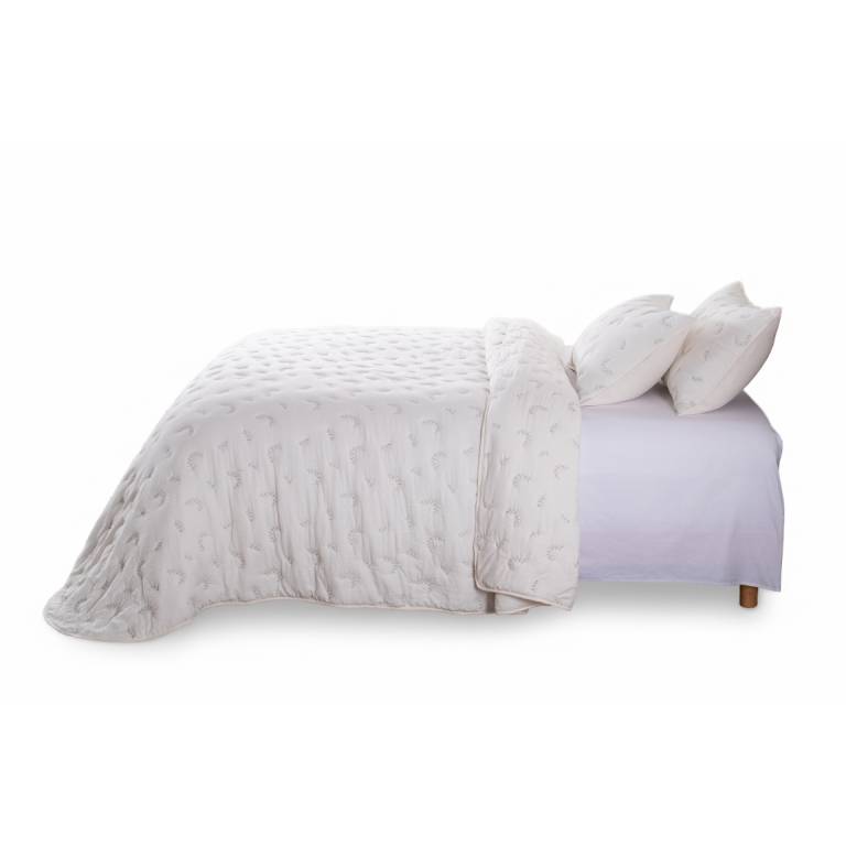 CONJUNTO COLCHA BORDADA TACTO SUAVE Y FUNDAS DE COJÍN (natural, Cama 090:180x270)