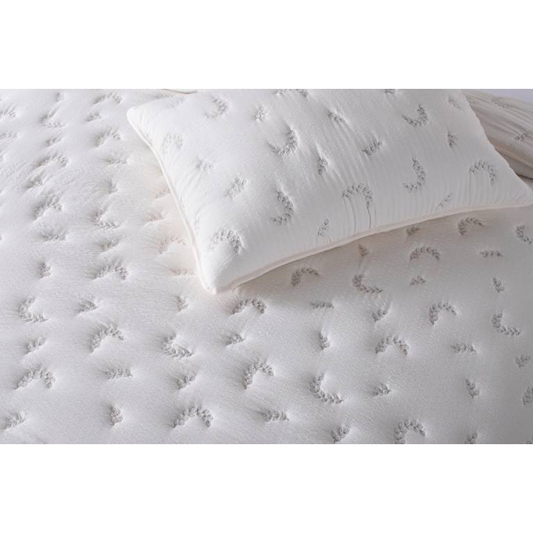 CONJUNTO COLCHA BORDADA TACTO SUAVE Y FUNDAS DE COJÍN (natural, Cama 090:180x270)