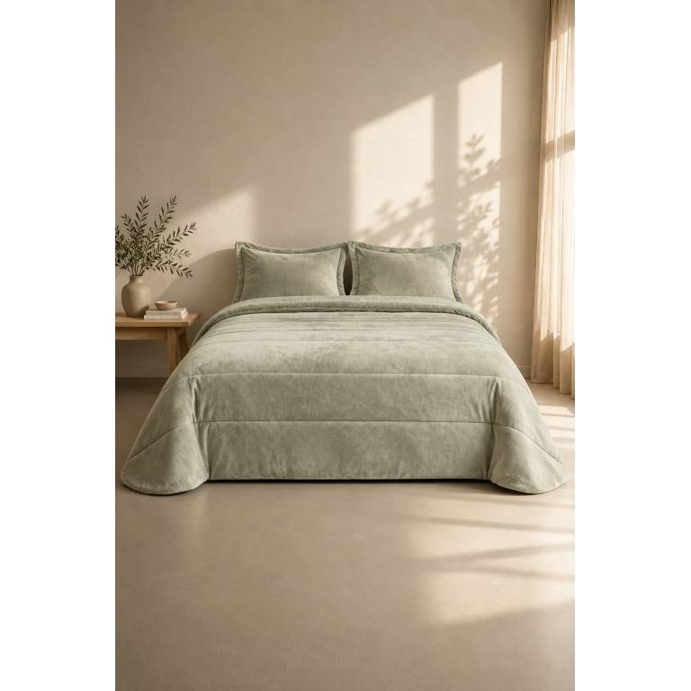 EDREDÓN JACQUARD CORALINA SHERPA CON FUNDAS DE COJÍN (verde, Cama 150:250x270)