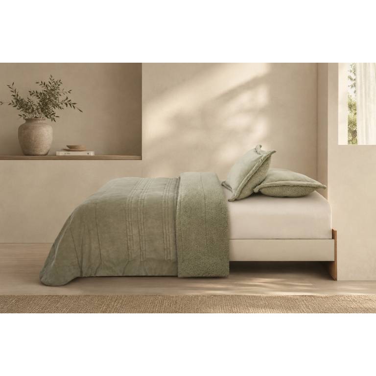EDREDÓN JACQUARD CORALINA SHERPA CON FUNDAS DE COJÍN (verde, Cama 150:250x270)