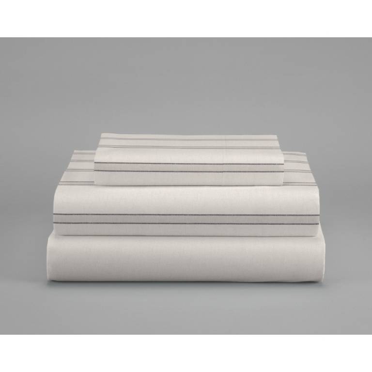 JUEGO FUNDA NÓRDICA ESTAMPADO RAYAS 100% ALGODÓN (beige, Cama 90:155x220)