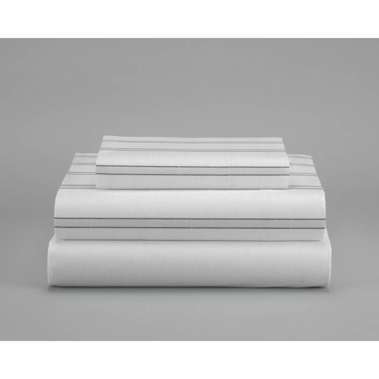 JUEGO FUNDA NÓRDICA ESTAMPADO RAYAS 100% ALGODÓN (gris, Cama 90:155x220)