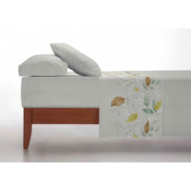 JUEGO SÁBANAS CORALINA ESTAMPADO HOJAS (granate, Cama 135:220x260)