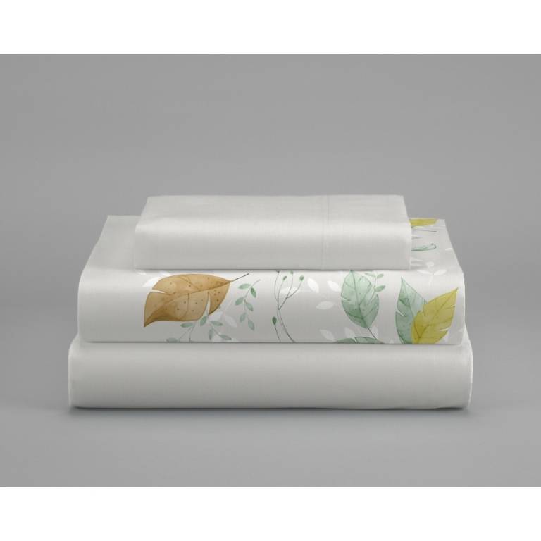 JUEGO SÁBANAS CORALINA ESTAMPADO HOJAS (granate, Cama 135:220x260)