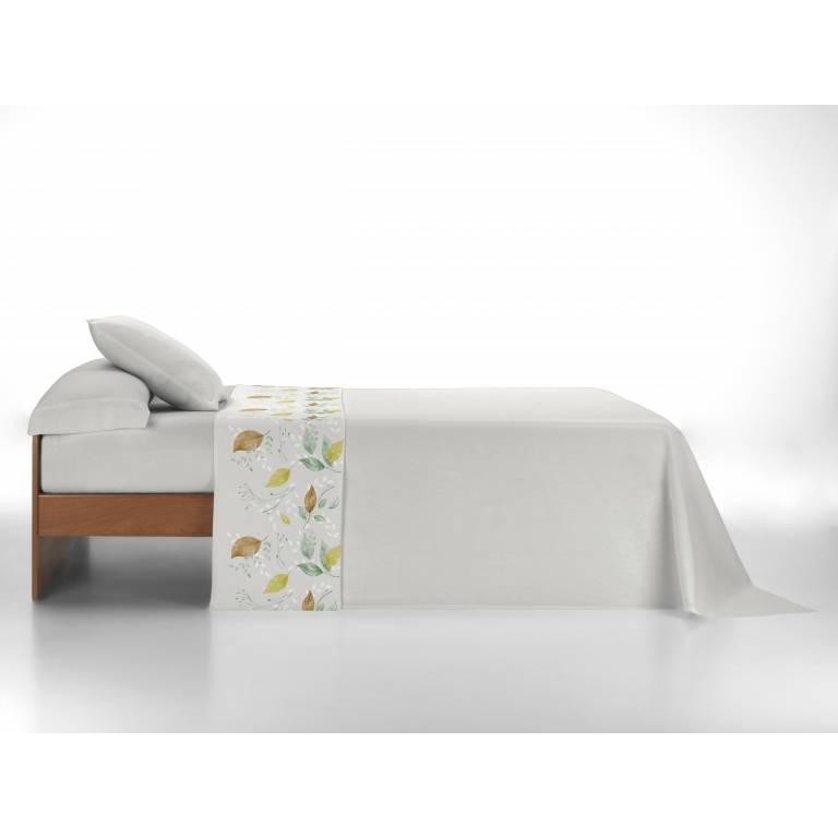 JUEGO SÁBANAS CORALINA ESTAMPADO HOJAS (oro, Cama 135:220x260)