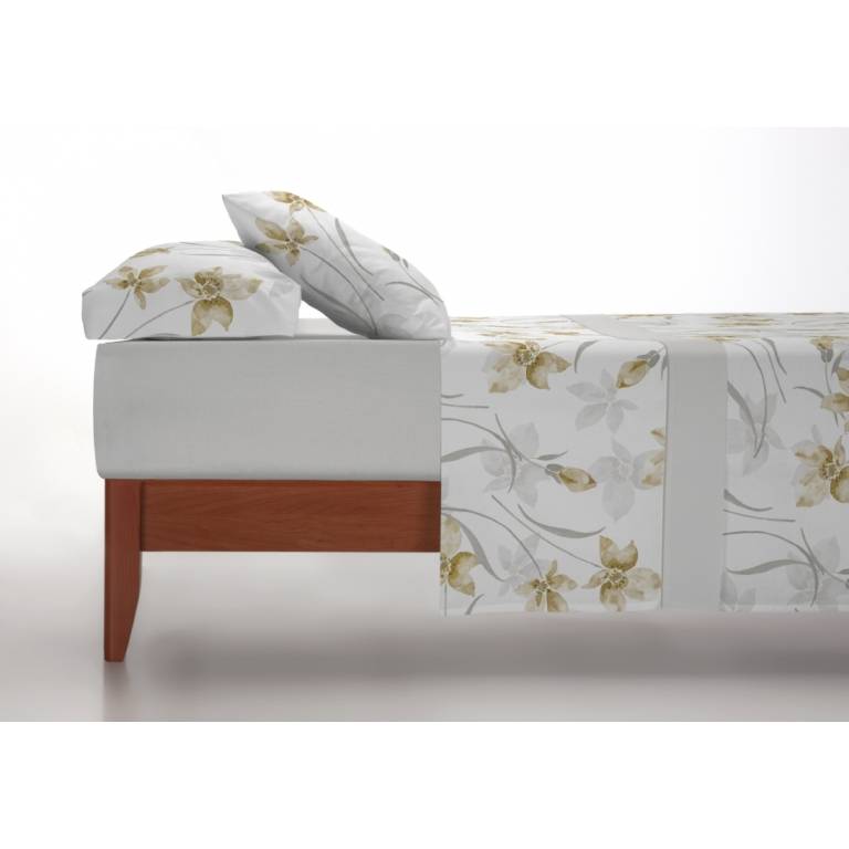 JUEGO SÁBANAS CORALINA ESTAMPADO HOJAS (oro, Cama 135:220x260)