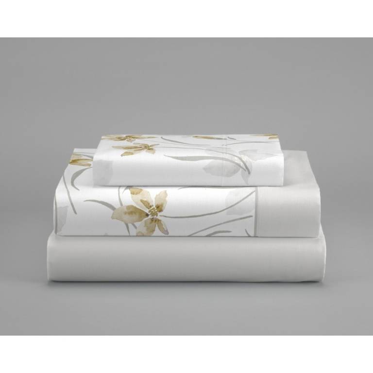 JUEGO SÁBANAS CORALINA ESTAMPADO HOJAS (oro, Cama 135:220x260)
