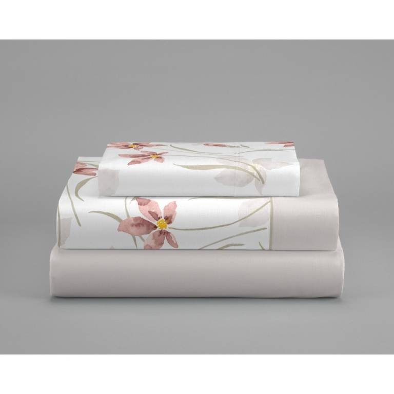 JUEGO SÁBANAS CORALINA ESTAMPADO HOJAS (granate, Cama 135:220x260)