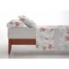 JUEGO SÁBANAS CORALINA ESTAMPADO HOJAS (granate, Cama 135:220x260)